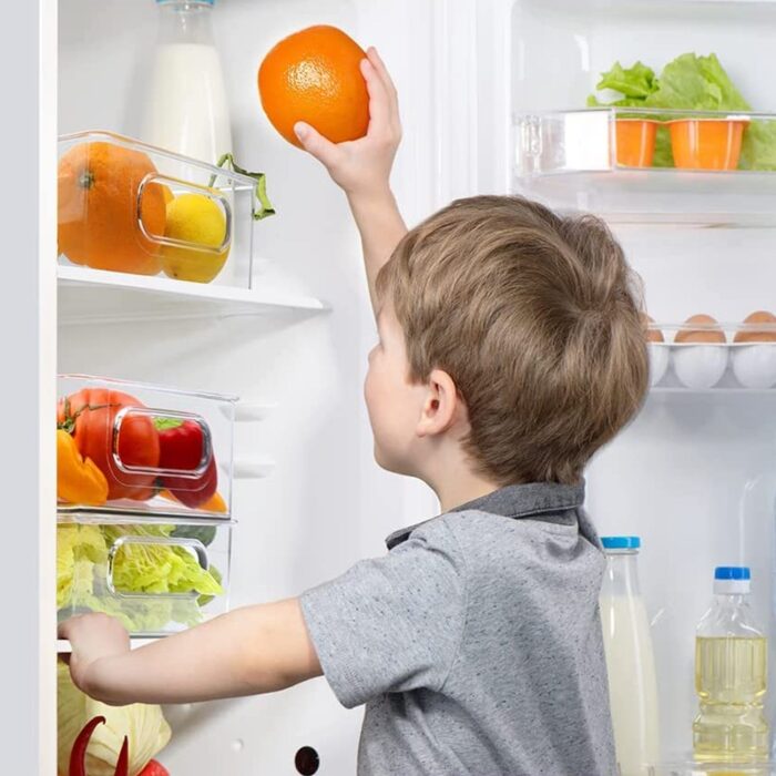Plastic Refrigerator Organizer Bins, Set Of 2 Stackable Fridge Organizers with Handle, Clear Organizing Food Fruit Vegetables Pantry Storage Bins for Freezer kitchen Cabinet Organization and Storage (2 Pcs Set Mix Color) - Image 6