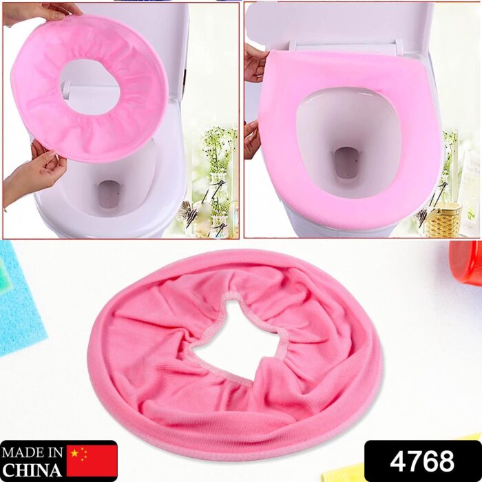 Bathroom Soft Thicker Warmer Stretchable Washable Cloth Toilet Seat Cover Pads (1pc) - Image 3
