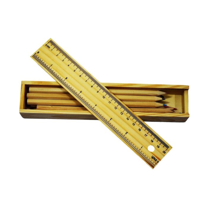 Colorful Wooden Pencil Set with Pencil box, Ruler, Sharpener For for Kids, Artist, Architect (12 Pcs Set) - Image 6