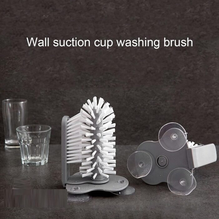 Mug / Cup / Glass Washer Brush with Suction Base, Self Stand Glass Washer Brush Double Sided Bristle Brush for Home Hotel Restaurant Café - Image 8