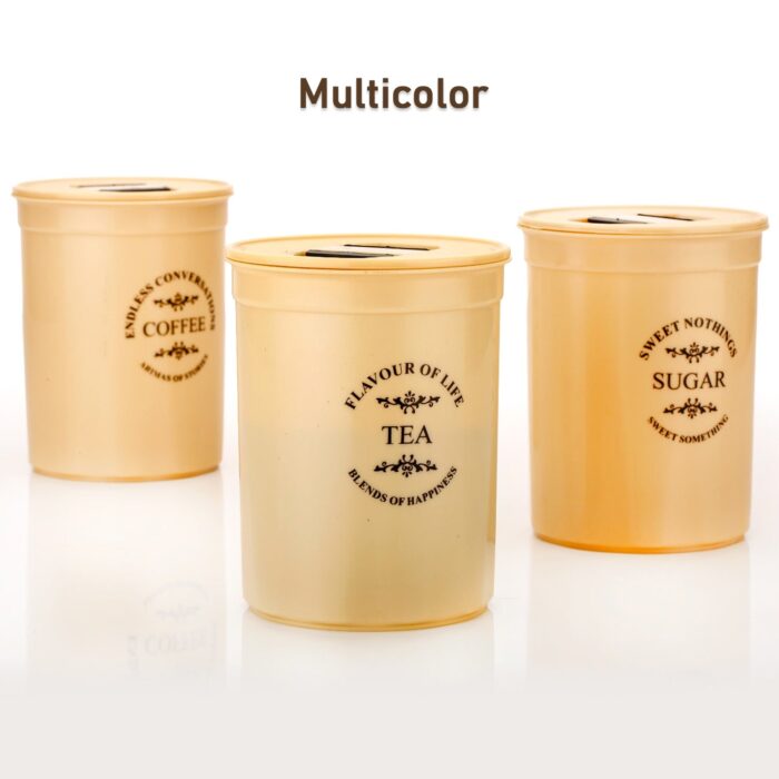 Accurate Seal Tea Sugar Coffee Container - 3 Pcs Plastic Damru Shaped Tea, Coffee, Sugar Canisters Jar, New Airtight Food Seal Containers for Salt, Dry Fruit, Grocery Multicolor (3 Pcs Set) - Image 5