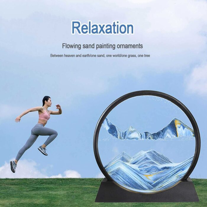 Moving Sand Art Picture Decor, 3D Deep Sea Sandscape Liquid Motion, Round Glass Frame Display Flowing Sand Relaxing Gift for Kids Adults Painting Artistic Sandscape for Home, Office, Ornament Desktop Art Bookshelves Decoration (1 Pc ) - Image 6