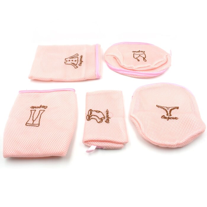 5pc Zippered Mesh Laundry Wash Bags Foldable Delicates Lingerie Socks, Underwear Blouse, Hosiery, Stocking and Lingerie Washing Machine Clothes Protection Net (5 Pc Set) - Image 4