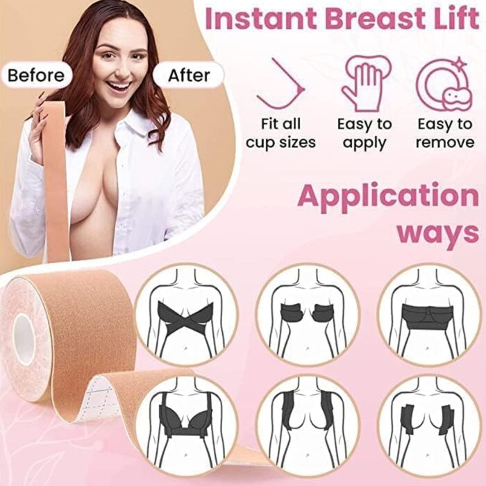 Boob Tape with Nipple Covers: Cotton, Breathable, Lift & Support (5m, 10 Pairs) - Image 9