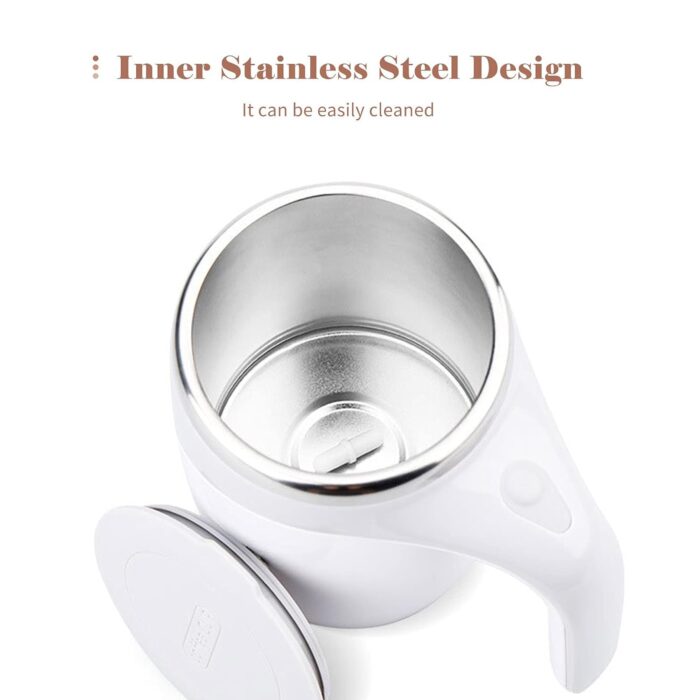 Stirring Coffee Mug | Magnetic Stirring Coffee Cup | Stainless Steel Mug for Milk | Travel Mixing Cup | Self Stirring Coffee Mug, Suitable for Coffee / Milk / Hot Chocolat | Battery Operated ( Battery Not Included) - Image 3