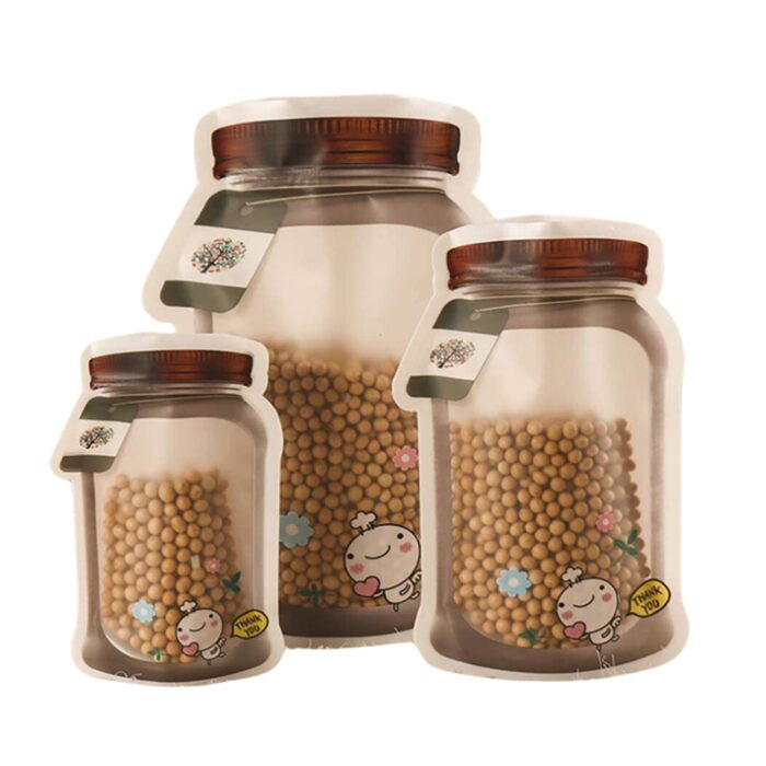 Plastic Transparent Jar Shaped Pouch With Zipper (3 Pcs Set) - Image 5
