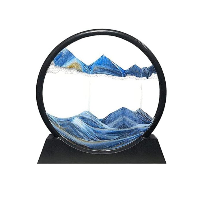 Moving Sand Art Picture Decor, 3D Deep Sea Sandscape Liquid Motion, Round Glass Frame Display Flowing Sand Relaxing Gift for Kids Adults Painting Artistic Sandscape for Home, Office, Ornament Desktop Art Bookshelves Decoration (1 Pc ) - Image 9