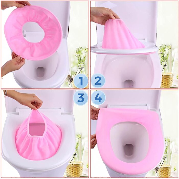 Bathroom Soft Thicker Warmer Stretchable Washable Cloth Toilet Seat Cover Pads (1pc) - Image 6