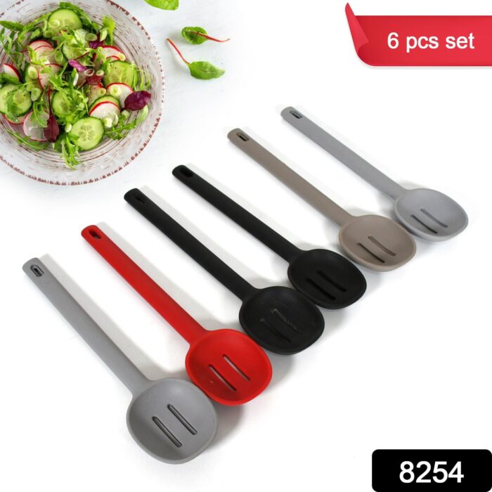 Multipurpose Silicone Spoon, Silicone Basting Spoon Non-Stick Kitchen Utensils Household Gadgets Heat-Resistant Non Stick Spoons Kitchen Cookware Items For Cooking and Baking (6 Pcs Set) - Image 2