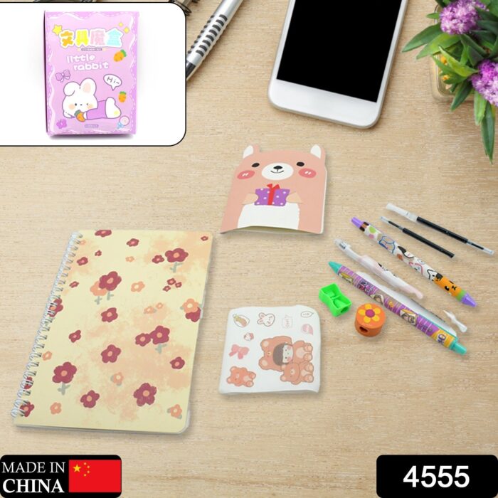Cartoon Stationery Box  Cartoon Design School Box Book , diary , Pen , Eraser, Sharpner , Sticker & Pen Refill Student Gift School box  (1 box) - Image 2