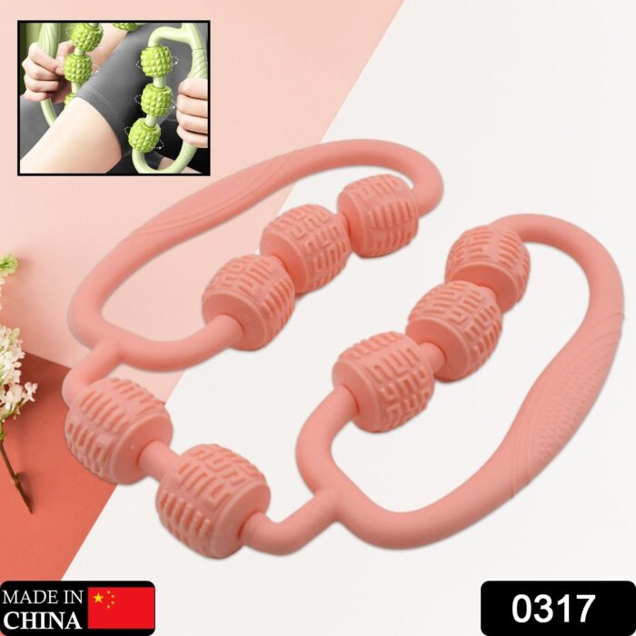 Muscle Massage Roller 8 Wheels Relieve Soreness Leg Muscle Roller Fitness Roller Muscle Relaxer Massage Roller Ring Clip All Round Massaging Uniform Force Elastic PP Drop Shaped for Home Use (1 Pc) - Image 2
