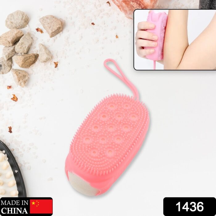Silicone Super Soft Silicone Bath Brush Double-Sided Body Scrubber Brush for Deep Cleasing Exfoliating, Ultra-Soft Scrubber(1 pc) - Image 2