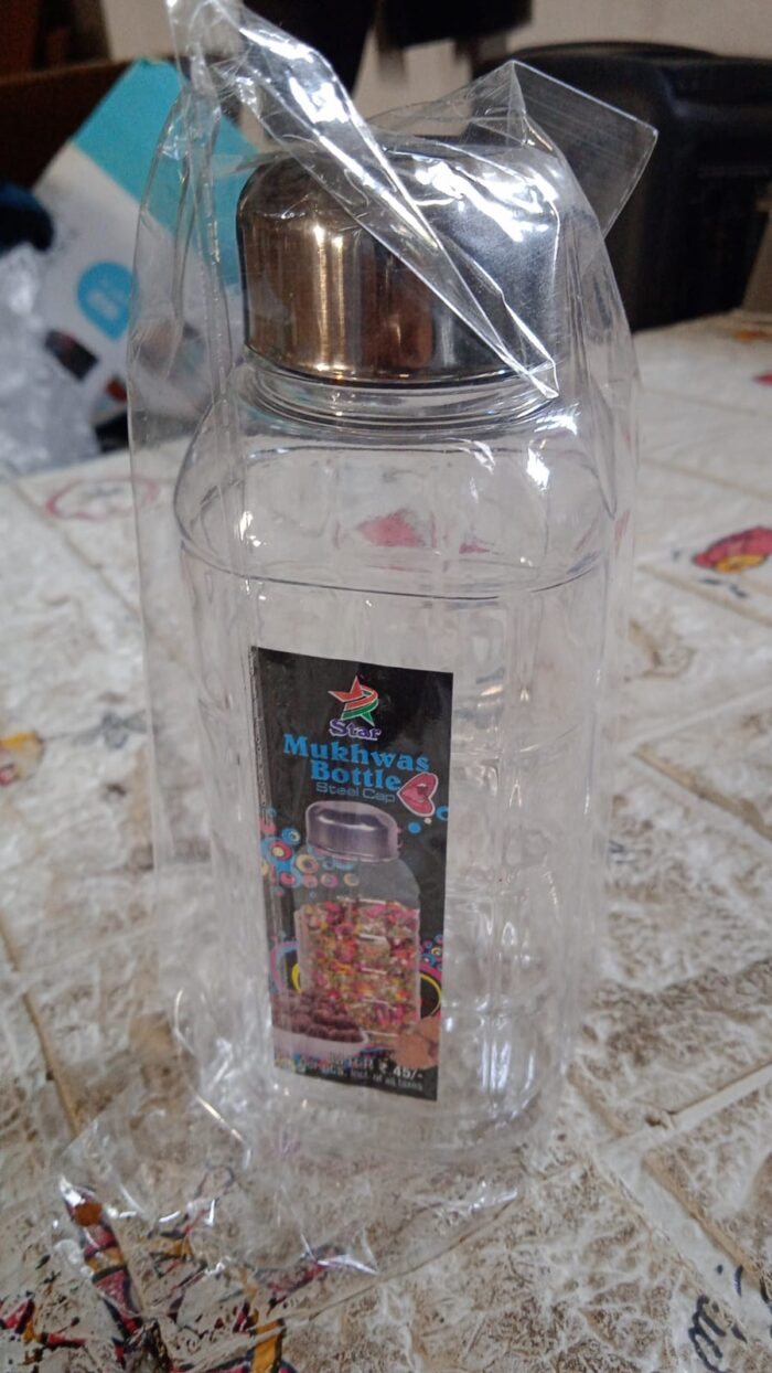 Plastic Transparent Mukhwas Bottle With Steel Cap / Mouth Freshener / Dryfruits Multipurpose Air Tight and BPA Free Kitchen Storage Bottle (1 Pc) - Image 6
