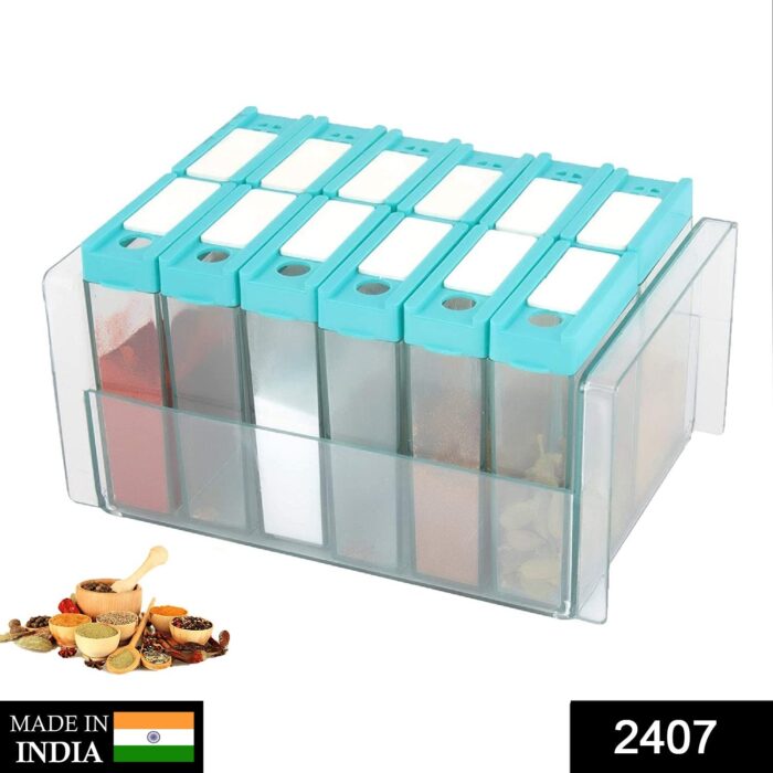 Plastic Spice Jars Dispenser Masala Rack Easy Flow Storage - Image 2