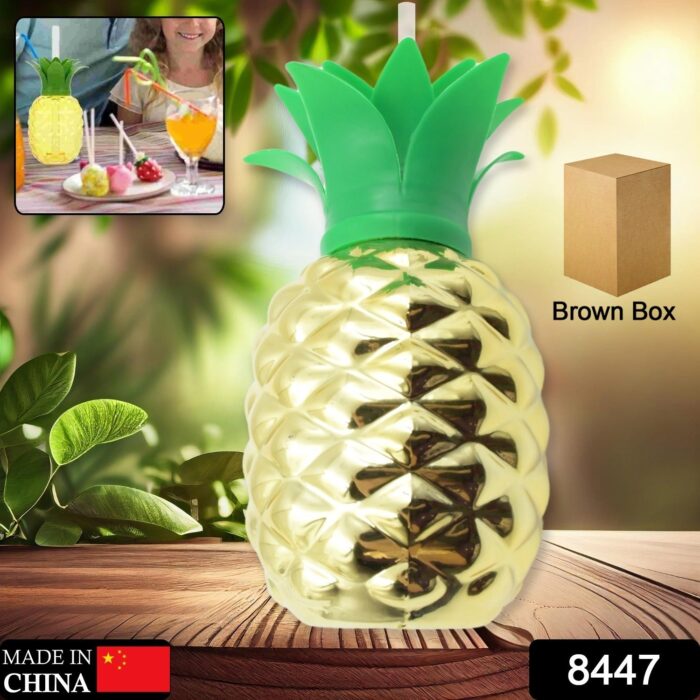 Plastic Pineapple Cups with Straw (1 Pc) - Party Favors, Hawaiian, Beach - Image 2