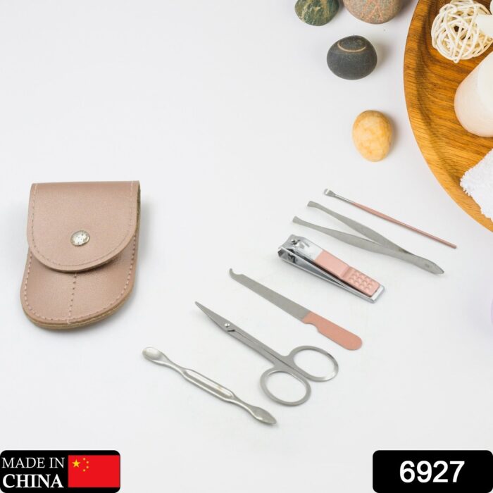 6in1 Nail Clipper Kit Fingernail Clipper, Manicure Set, Stainless Steel Nail Cutter Set ,Manicure Tool, Nail Clippers Care Tools with Lightweight and Beautiful Travel Leather Case (6 Pc Set) - Image 2