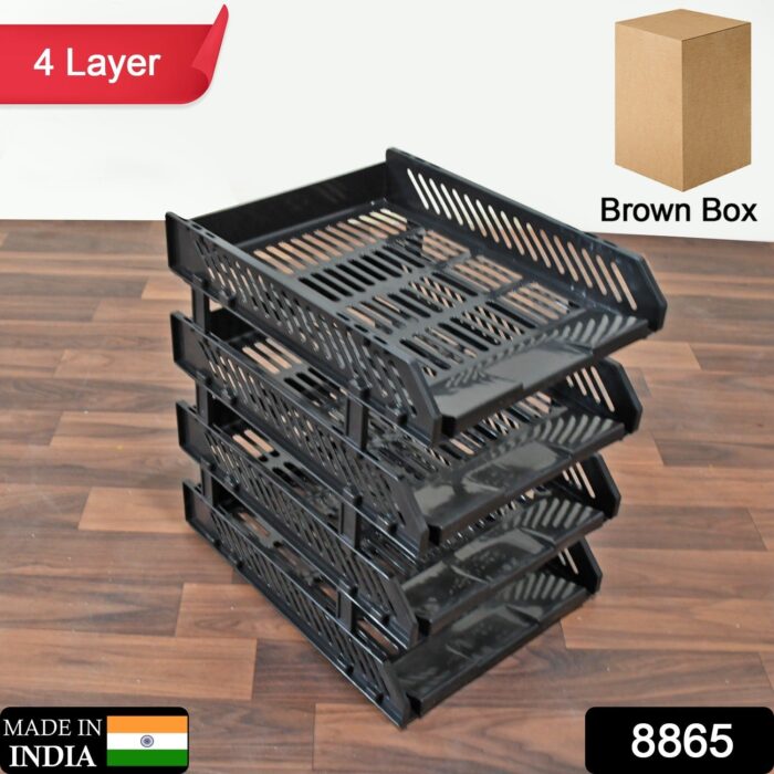 Multifunctional File Rack with Drawers: Desktop Storage for Office Supplies (4 Layers) - Image 2