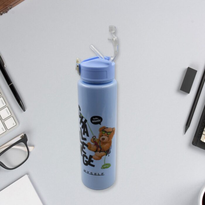 Plastic Water Bottle 3pc Set,3  Different Size Bottle High Quality Water Bottle Plastic Water Bottle BPA-Free & Leak-Proof!  Cartoon Printed Design for Kids' School, For Fridge, Office, Sports, School, Gym, Yoga (3 Pc Set) - Image 2