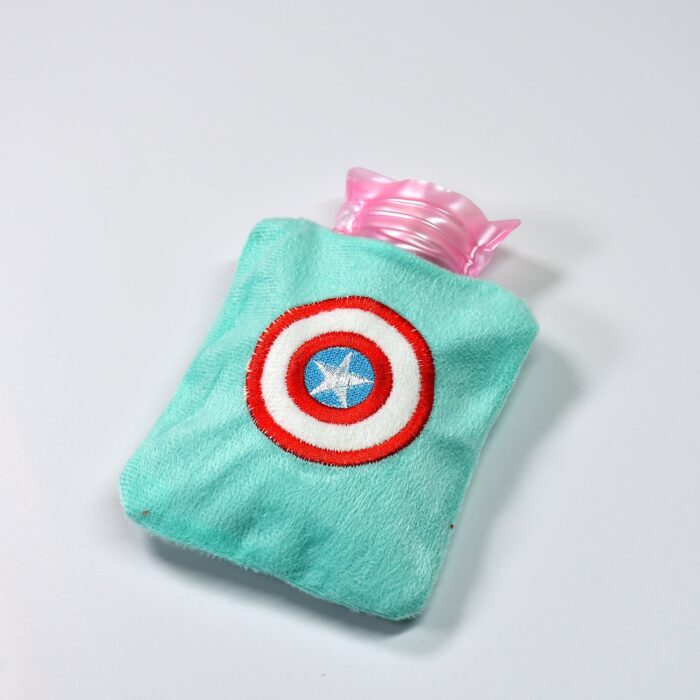 Captain America Print Small Hot Water Bag with Cover for Pain Relief - Image 7