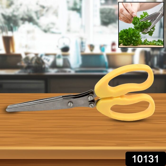 Multifunction Vegetable Stainless Steel Herbs Scissor With 3 Blades (1 Pc) - Image 2