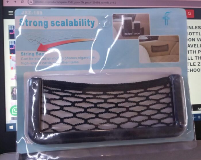 Car Storage Organize Car String Bag Car Seat Side Storage, Net Bag Mesh Pocket Organizer Stick-on for Purse Bag Phone, Special Adhesive Car Mesh Storage for Car for Interior Organizer - Image 7
