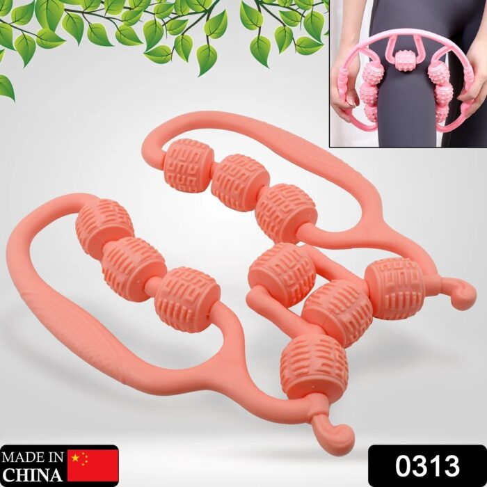 Muscle Massage Roller, 10 Wheels Relieve Soreness Leg Muscle Roller Fitness Roller Muscle Relaxer Massage Roller Ring Clip All Round Massaging Uniform Force Elastic PP Drop Shaped for Home Use (1 Pc) - Image 2