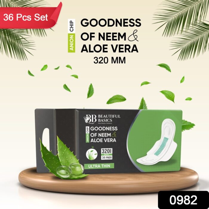 Sanitary Pads for Women With Goodness of Neem & Aloe Vera | Ultra Thin | Leakage Protection | PH Balance | With Antibacterial Anion Chip | 5X More Absorbance (320 mm / 36 Pads) - Image 2