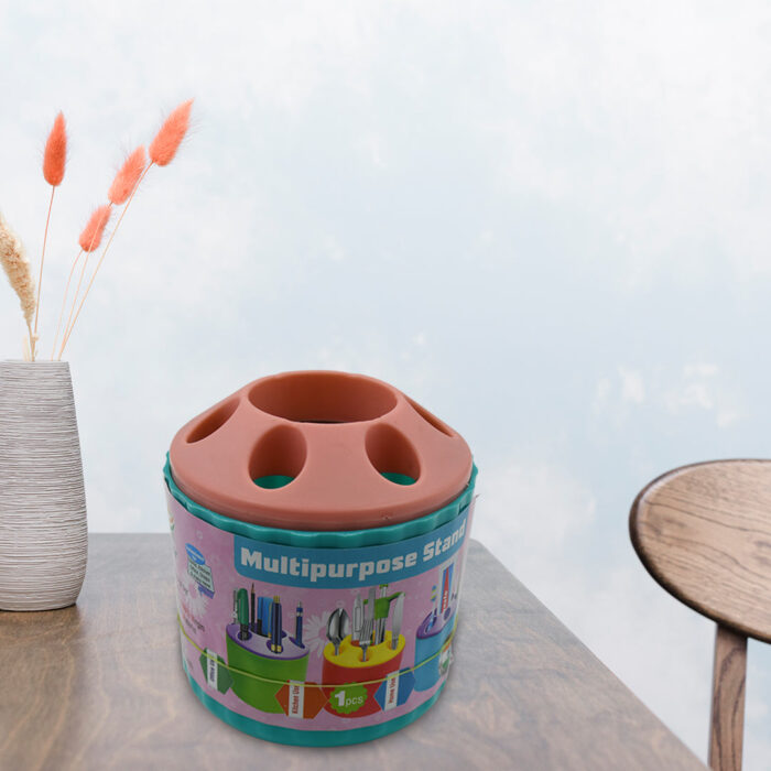 Plastic Round Multi-Purpose Toothpaste Stationary Pen Pencil Holder, Mini Desk Office Desktop Stationery Organizer Bathroom Shelves for Adults Multifunctional (1 Pc) - Image 3