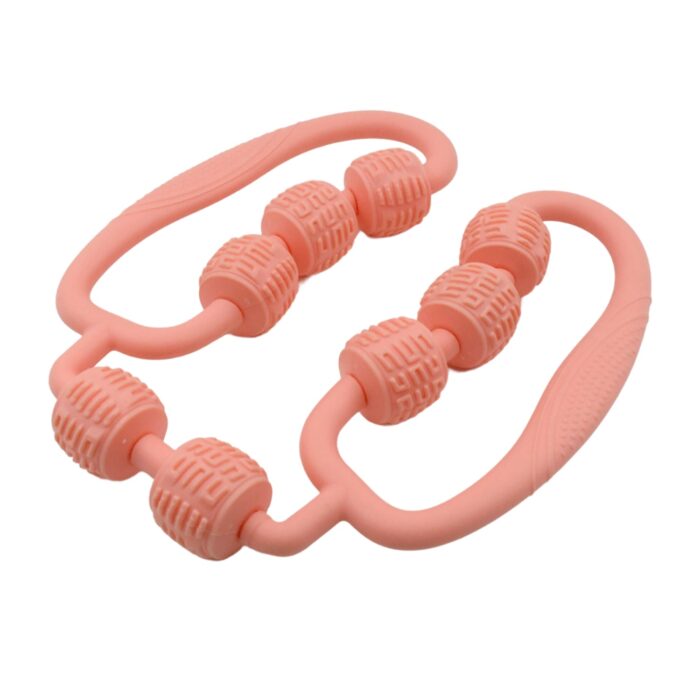 Muscle Massage Roller 8 Wheels Relieve Soreness Leg Muscle Roller Fitness Roller Muscle Relaxer Massage Roller Ring Clip All Round Massaging Uniform Force Elastic PP Drop Shaped for Home Use (1 Pc) - Image 3