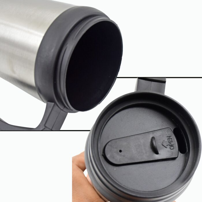 Stainless Steel Vacuum Glass Insulated Glass Coffee Cups (With Lid & Handle / 1 pc) - Image 8