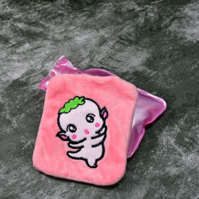 Pink Cartoon Small Hot Water Bag with Cover for Pain Relief - Image 6