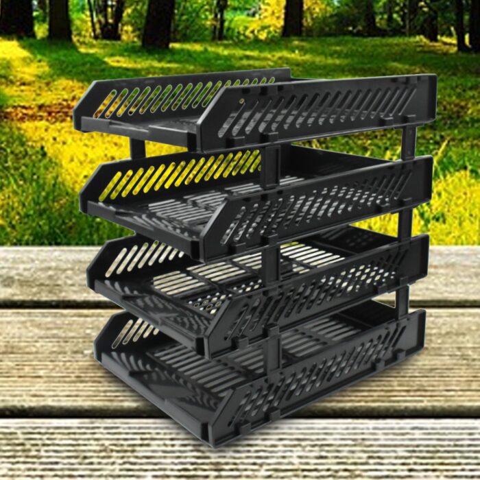 Multifunctional File Rack with Drawers: Desktop Storage for Office Supplies (4 Layers) - Image 3