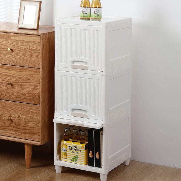 Multipurpose Storage Cabinet, Storage Solutions plastic drawers || Multi Layer Wardrobe Storage Drawers || Foldable Multipurpose Drawer Units For Kitchen, Bathroom, Bedroom, Cloth (3 Layer) - Image 3
