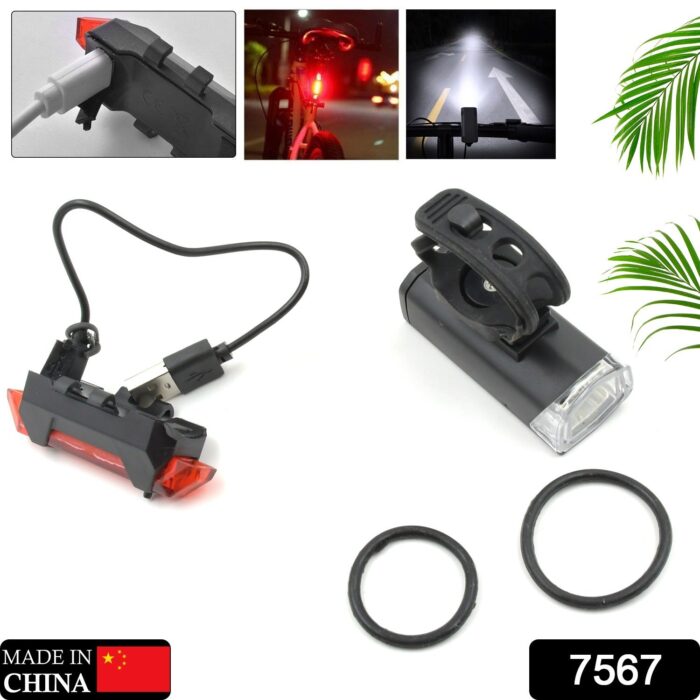 LED Bike Lights Set, USB Rechargeable Bicycle Front and Back Bike Light, Different Modes IPX6 Waterproof Headlight & Rear Light, for Safe Cycling Hiking Road Mountain Commuter Fits All Bicycles - Image 2