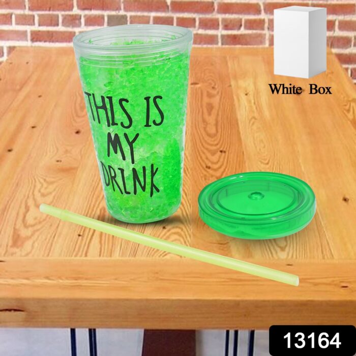Plastic Drink Cup, Tea Coffee Tumbler with Lid and Straw (1 Pc) - Image 2
