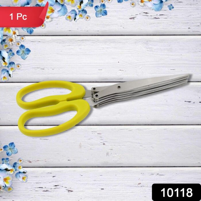 Multifunction Vegetable Stainless Steel Herbs Scissor with 5 Blades (1 Pc) - Image 2