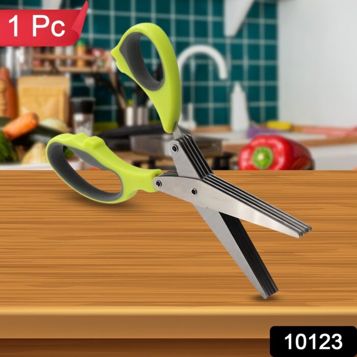 Multifunction Vegetable Stainless Steel Herbs Scissor with 5 Blades (1 Pc) - Image 2