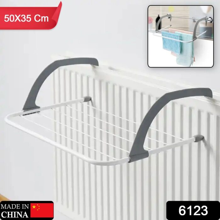 Metal Steel Folding Drying Rack for Clothes Balcony Laundry Hanger for Small Clothes Drying Hanger Metal Clothes Drying Stand, Socks and Plant Storage Holder Outdoor / Indoor Clothes-Towel Drying Rack Hanging on The Door Bathroom (50x35 Cm) - Image 2