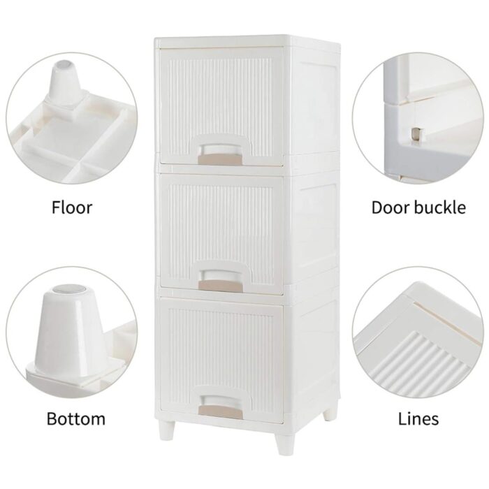 Multipurpose Storage Cabinet, Storage Solutions plastic drawers || Multi Layer Wardrobe Storage Drawers || Foldable Multipurpose Drawer Units For Kitchen, Bathroom, Bedroom, Cloth (3 Layer) - Image 4