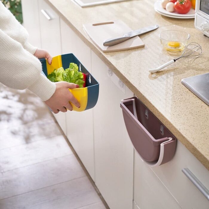 Wall Mounted Hanging Trash Can With Adhesive Hook,  Garbage Bin for Kitchen Cabinet Door, Small Collapsible Foldable Waste Bins, Hanging Trash Holder for Bathroom Bedroom Office Car, Portable (1 Pc) - Image 5