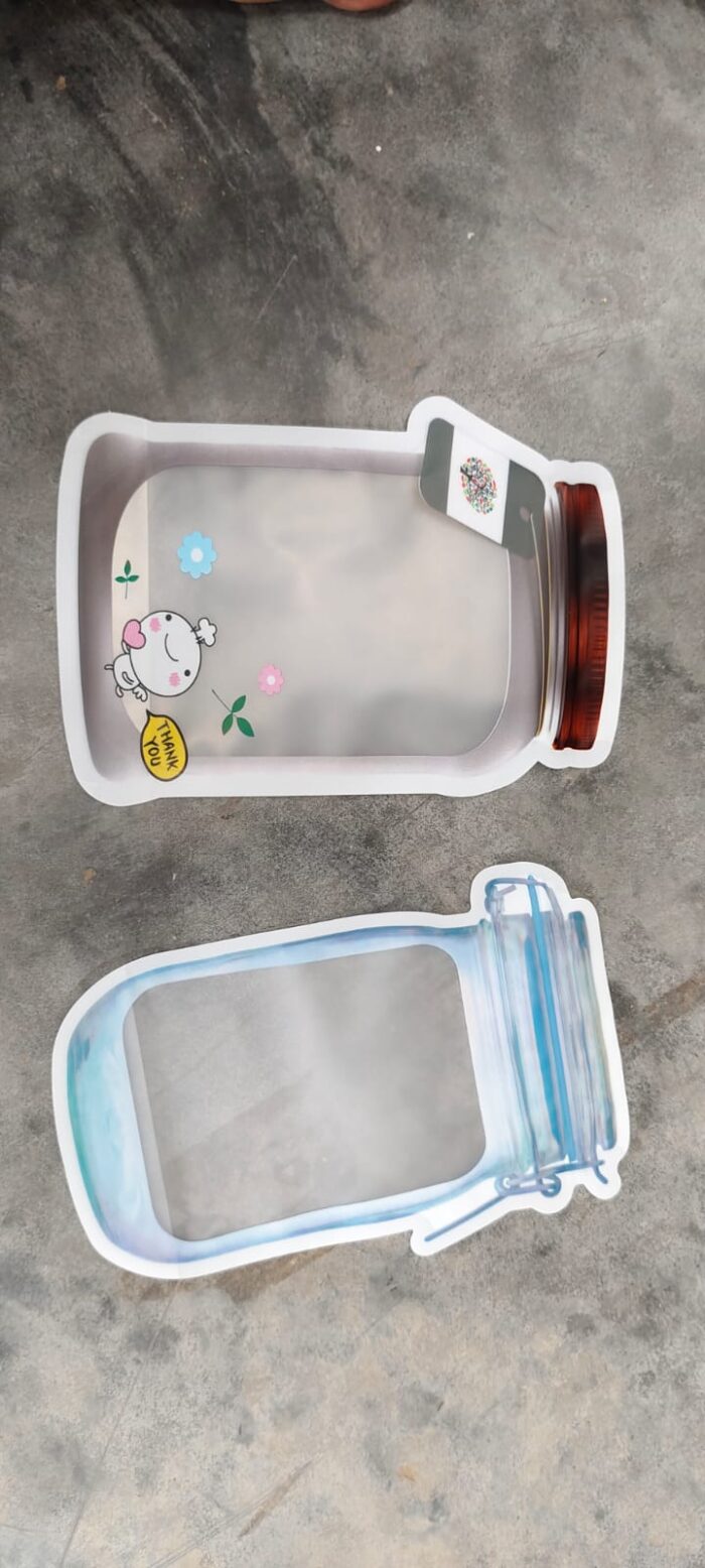 Plastic Transparent Big Jar Shaped Pouch With Zipper (1 Pc) - Image 9