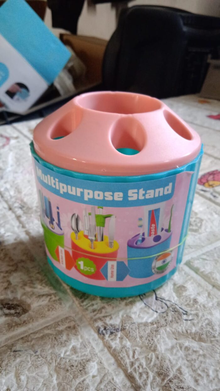 Plastic Round Multi-Purpose Toothpaste Stationary Pen Pencil Holder, Mini Desk Office Desktop Stationery Organizer Bathroom Shelves for Adults Multifunctional (1 Pc) - Image 8