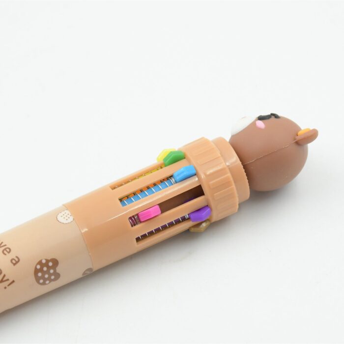 Kids 10-in-1 Color Pens Ballpoint Pen Set for Kids Cartoon Head Writing Pen for School Office Stationary Kit, Teddy Bear (1 Pc) - Image 5