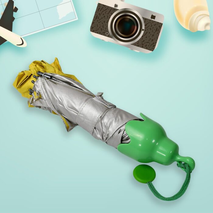Vegetable shaped Folding Umbrella, Plastic Case Creative Fashion Folding Mini Sun Shade Rain Umbrella, Unique Umbrella, Sun & UV Protection, Cute Design (1 Pc) - Image 6