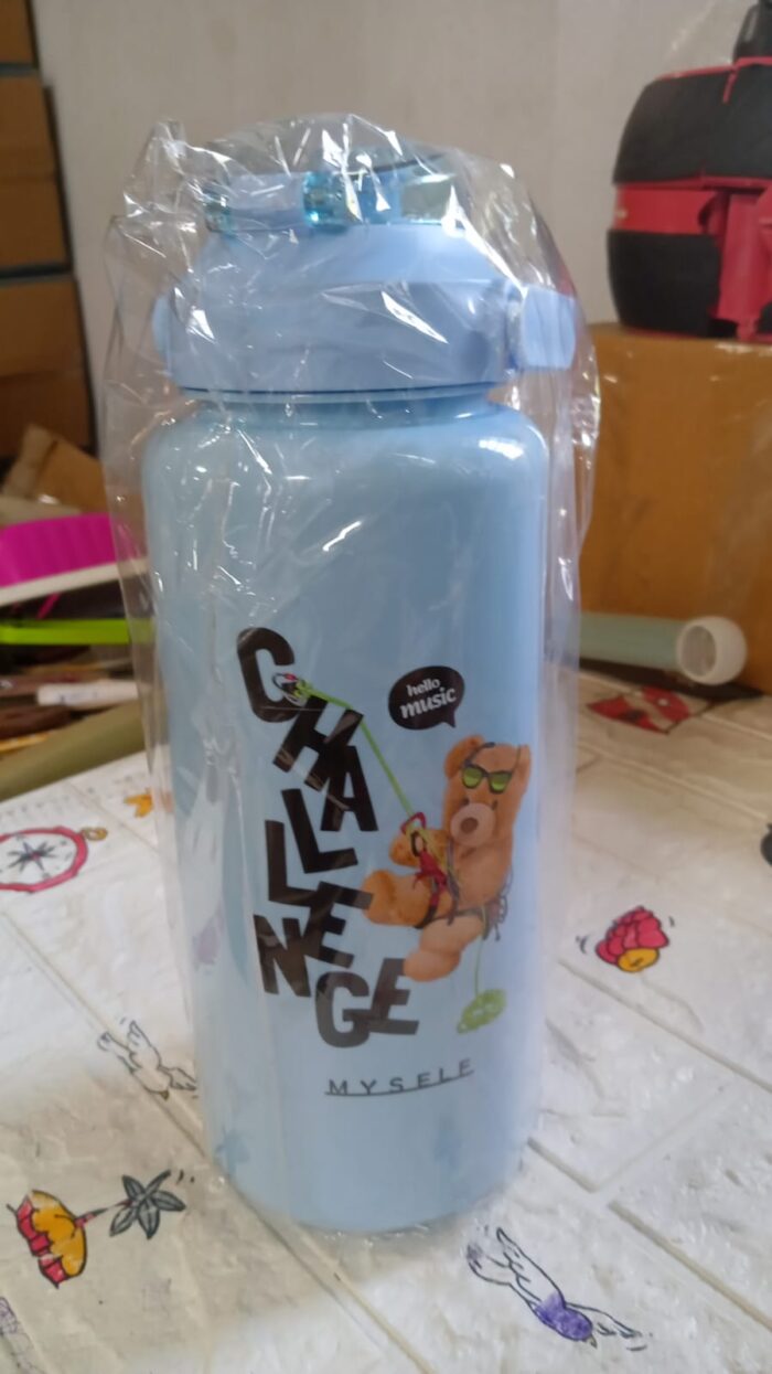 Plastic Water Bottle 3pc Set,3  Different Size Bottle High Quality Water Bottle Plastic Water Bottle BPA-Free & Leak-Proof!  Cartoon Printed Design for Kids' School, For Fridge, Office, Sports, School, Gym, Yoga (3 Pc Set) - Image 5