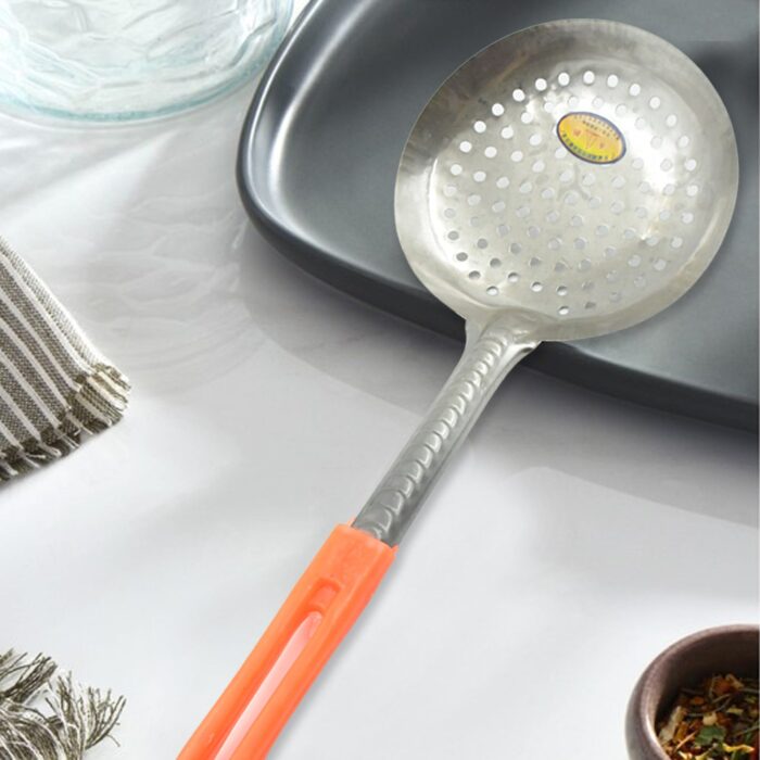 Colander Spoon, Non Slip Hand Polished Thickened Hot Pot Spoon for Kitchen for Restaurant, Stainless Steel Cooking Colander Skimmer Slotted Spoon Kitchen Strainer Ladle with Long Handle for Kitchen Cooking Baking (35 Cm) - Image 5