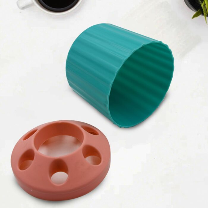 Plastic Round Multi-Purpose Toothpaste Stationary Pen Pencil Holder, Mini Desk Office Desktop Stationery Organizer Bathroom Shelves for Adults Multifunctional (1 Pc) - Image 7