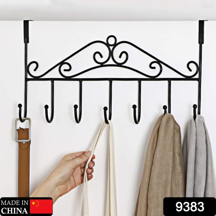 Over The Door Hanger Rack 7 Hooks Decorative Ognazier Hook Rack Stylish Door Hanger Door Hook Hangers with 7 Hooks,Metal Hanging Rack for Home Office Use - Image 2