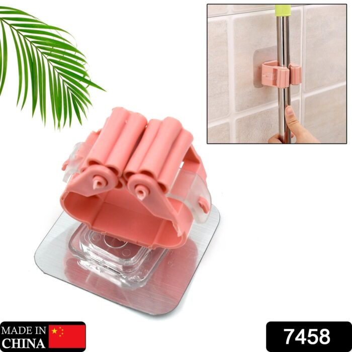 Broom Holder Wall Mounted, Mop and Broom Holder Broom Organizer Grip Clips, No Drilling, Wall Mounted Storage Rack Storage & Organization for Kitchen, Bathroom, Garden (1 Pc) - Image 2