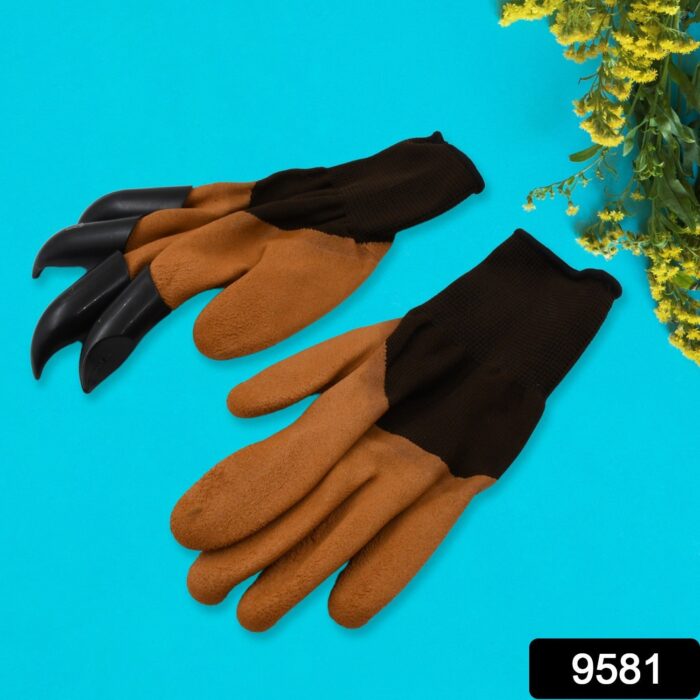 Garden Farming Gloves With Hand Fingertips & Plastic Claws (1 Pair) - Image 2